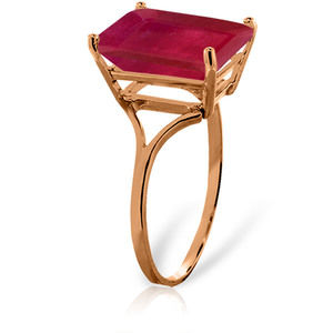 14K. SOLID GOLD RING WITH NATURAL OCTAGON RUBY (Rose Gold)